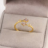 Women's Gold Plated Copper Cute Fairy Flash Diamond Butterfly Flower Rings With Electroplating