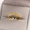 Women's Gold Plated Copper Cute Fairy Flash Diamond Butterfly Flower Rings With Electroplating