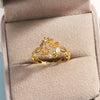 Women's Gold Plated Copper Cute Fairy Flash Diamond Butterfly Flower Rings With Electroplating
