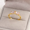 Women's Gold Plated Copper Cute Fairy Flash Diamond Butterfly Flower Rings With Electroplating