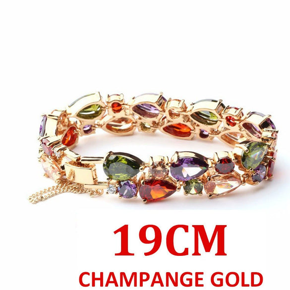 Women's Gold Plated Copper Drop Shape Zircon Bracelet With Electroplated Finish Simple Geometric Jewelry