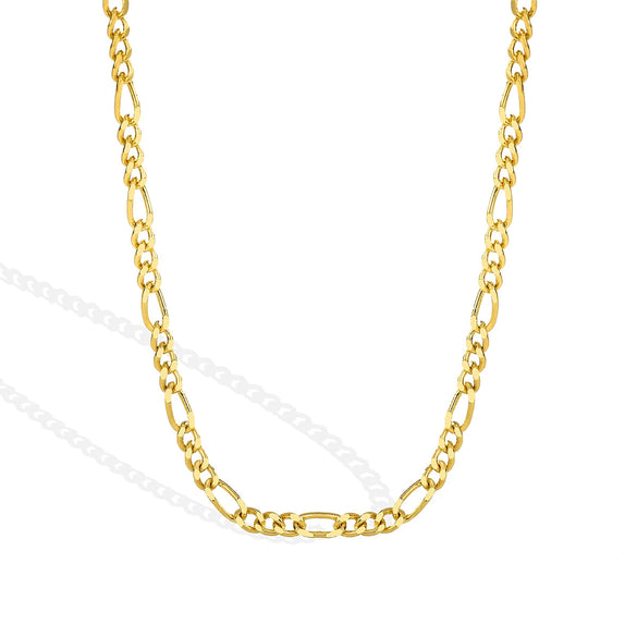 Women's Gold Plated Copper Figaro Chain Necklace Electroplated Cold Style