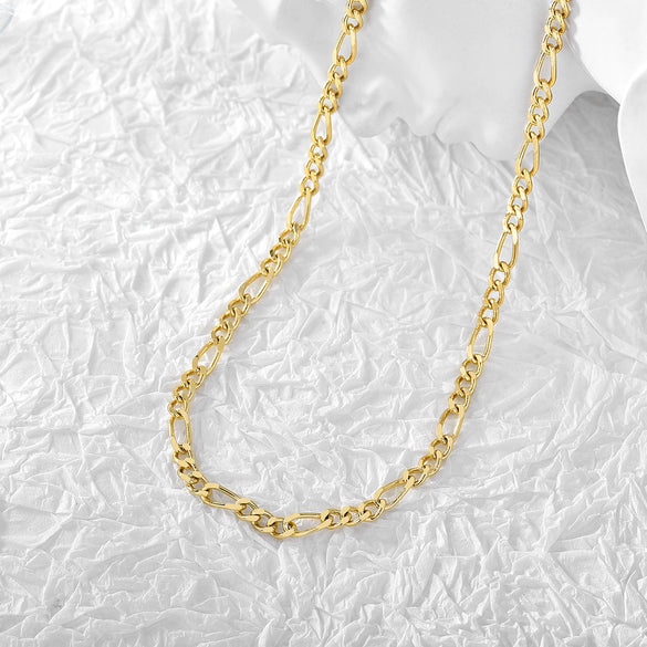 Women's Gold Plated Copper Figaro Chain Necklace Electroplated Cold Style