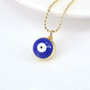 Women's Gold Plated Copper Geometric Evil Eye Pendant Necklace With Colorful Enamel Detail And Ball Chain