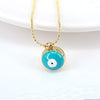 Women's Gold Plated Copper Geometric Evil Eye Pendant Necklace With Colorful Enamel Detail And Ball Chain