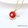 Women's Gold Plated Copper Geometric Evil Eye Pendant Necklace With Colorful Enamel Detail And Ball Chain