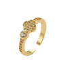 Women's Gold Plated Copper Geometric Four Leaf Clover Inlaid Zircon Adjustable Ring
