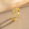 Women's Gold Plated Copper Geometric Four Leaf Clover Inlaid Zircon Adjustable Ring
