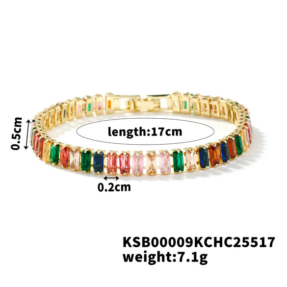 Women's Gold Plated Copper Star Bracelet With Colored Zircon Short Box Chain Personality Jewelry