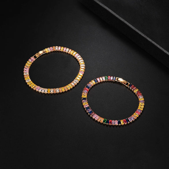 Women's Gold Plated Copper Star Bracelet With Colored Zircon Short Box Chain Personality Jewelry