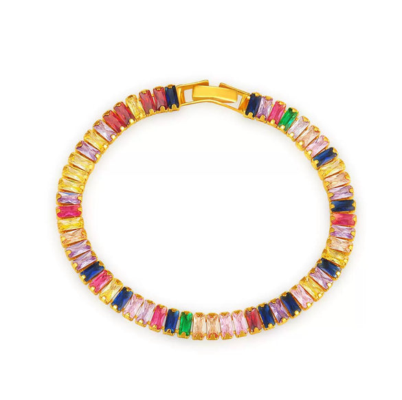Women's Gold Plated Copper Star Bracelet With Colored Zircon Short Box Chain Personality Jewelry
