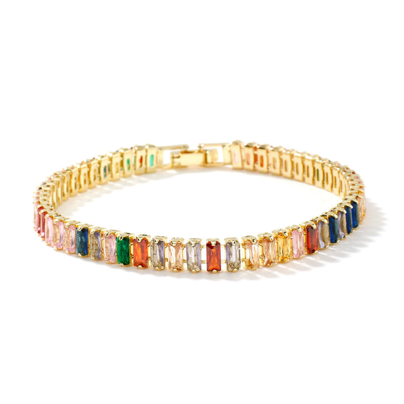 Women's Gold Plated Copper Star Bracelet With Colored Zircon Short Box Chain Personality Jewelry