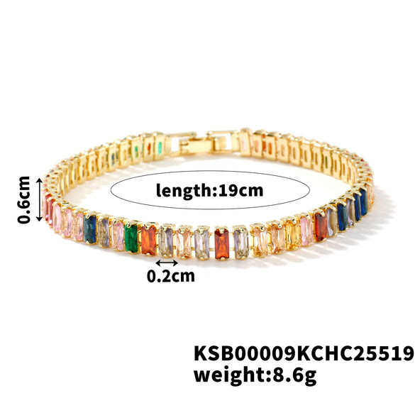 Women's Gold Plated Copper Star Bracelet With Colored Zircon Short Box Chain Personality Jewelry