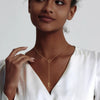 Women's Gold Plated Copper Y Shaped Necklace With Geometric Heart Cross Pendant Simple Chic Stackable Clavicle Chain