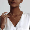 Women's Gold Plated Copper Y Shaped Necklace With Geometric Heart Cross Pendant Simple Chic Stackable Clavicle Chain