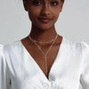 Women's Gold Plated Copper Y Shaped Necklace With Geometric Heart Cross Pendant Simple Chic Stackable Clavicle Chain