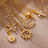 Women's Gold Plated Copper Zircon Flower And Butterfly Necklace With Leaf And Heart Details Light Luxury Oshaped Chain Jewelry