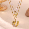 Women's Gold Plated Copper Zircon Pearl Layered Necklace With Doll And Cross Pendants Vintage Palace Style Fashion Jewelry