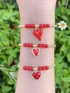 Women's Gold Plated Fruit Shaped Handmade Bead Chain Bracelet With Cherry Strawberry And Heart Shape Design