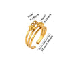 Women's Gold Plated Open Ring With Diamond Heart Butterfly Flower Crystal And Layered Tassel Design