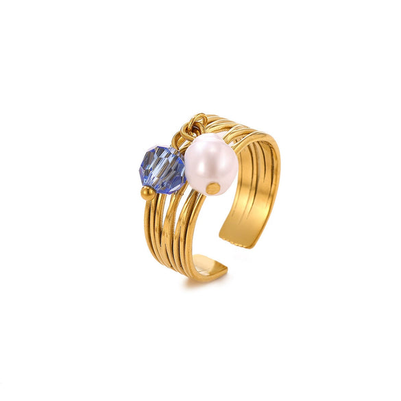 Women's Gold Plated Open Ring With Diamond Heart Butterfly Flower Crystal And Layered Tassel Design
