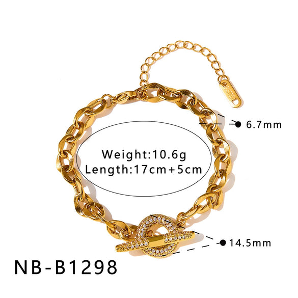 Women's Gold Plated Stainless Steel Bracelet With Geometric Love Pig Nose Design Light Luxury Fashion Jewelry