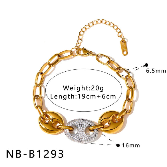 Women's Gold Plated Stainless Steel Bracelet With Geometric Love Pig Nose Design Light Luxury Fashion Jewelry
