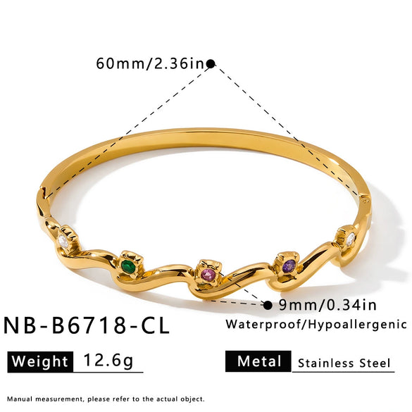 Women's Gold Plated Stainless Steel Bracelet With Zircon Inlay Simple Fashion Jewelry Design