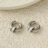 Women's Gold Plated Stainless Steel Double Hoop Earrings With Round Geometric Design And Lightweight Luxury Style