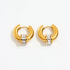 Women's Gold Plated Stainless Steel Double Hoop Earrings With Round Geometric Design And Lightweight Luxury Style