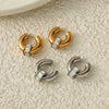 Women's Gold Plated Stainless Steel Double Hoop Earrings With Round Geometric Design And Lightweight Luxury Style