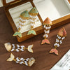 Women's Gold Plated Stainless Steel Enamel Fish Earrings With Rhinestone And Pearl Inlay Geometric Animal Style
