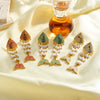 Women's Gold Plated Stainless Steel Enamel Fish Earrings With Rhinestone And Pearl Inlay Geometric Animal Style