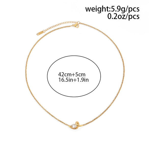 Women’s Gold Plated Stainless Steel Geometric Pendant Necklace With Delicate Clavicle Chain And Lobster Clasp