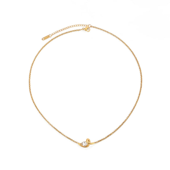 Women’s Gold Plated Stainless Steel Geometric Pendant Necklace With Delicate Clavicle Chain And Lobster Clasp