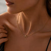 Women’s Gold Plated Stainless Steel Geometric Pendant Necklace With Delicate Clavicle Chain And Lobster Clasp