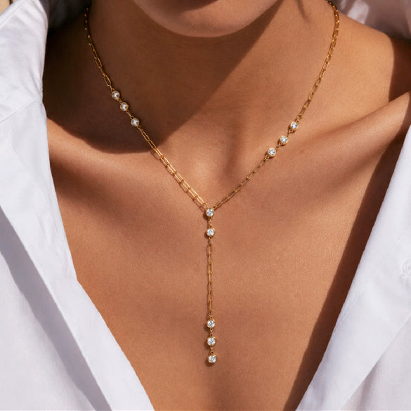 Women's Gold Plated Stainless Steel Geometric Tassel Pendant Necklace With Regular Chain