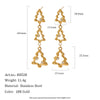 Women's Gold Plated Stainless Steel Reindeer And Snowflake Earrings With Geometric Festive Design And Vacuum Pvd Finish