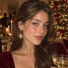 Women's Gold Plated Stainless Steel Reindeer And Snowflake Earrings With Geometric Festive Design And Vacuum Pvd Finish