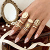 Women's Gold Plated Stainless Steel Ring With Geometric Cross And Camellia Flower Design Smooth Polished Finish