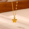Women's Gold Plated Stainless Steel Star Pendant Necklace With Flat Chain Simple Elegant Jewelry Wholesale
