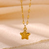 Women's Gold Plated Stainless Steel Star Pendant Necklace With Flat Chain Simple Elegant Jewelry Wholesale