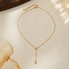 Women's Gold Plated Stainless Steel Teardrop Pendant Necklace With Delicate Chain And Lobster Clasp