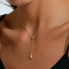 Women's Gold Plated Stainless Steel Teardrop Pendant Necklace With Delicate Chain And Lobster Clasp