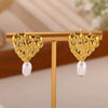 Women's Gold Plated Stainless Steel Wave Earrings With Ocean Inspired Shell Star Pearl And Butterfly Details