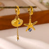 Women's Gold Plated Stainless Steel Wave Earrings With Ocean Inspired Shell Star Pearl And Butterfly Details