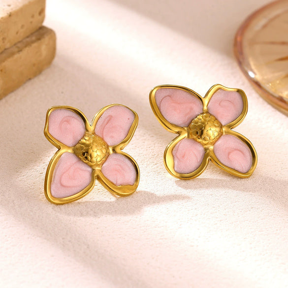 Women's Gold Plated Stainless Steel Wave Earrings With Ocean Inspired Shell Star Pearl And Butterfly Details