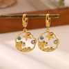 Women's Gold Plated Stainless Steel Wave Earrings With Ocean Inspired Shell Star Pearl And Butterfly Details
