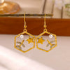 Women's Gold Plated Stainless Steel Wave Earrings With Ocean Inspired Shell Star Pearl And Butterfly Details