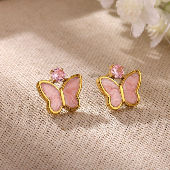 Women's Gold Plated Stainless Steel Wave Earrings With Ocean Inspired Shell Star Pearl And Butterfly Details